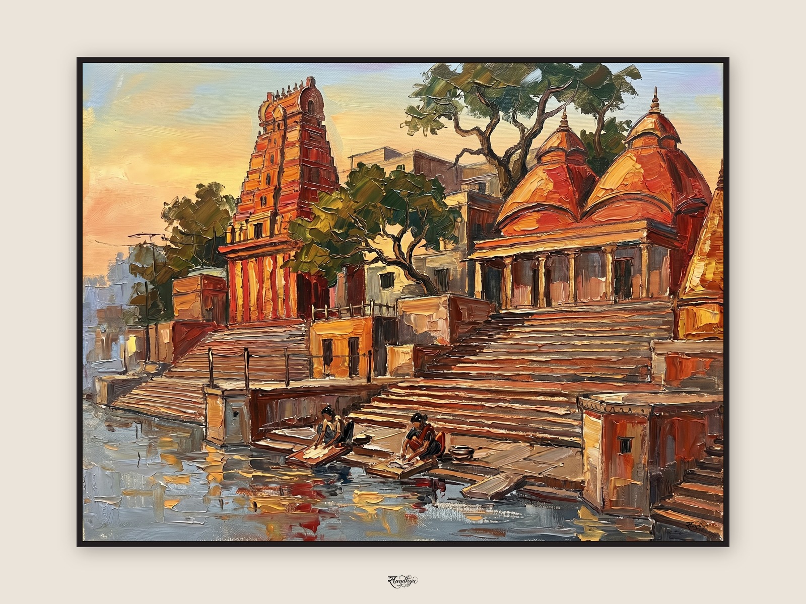 Varanasi Kedar Southindian, Varanasi, Uttar Pradesh &mdash; palette-knife oil on linen by Sandhya Kaushik.