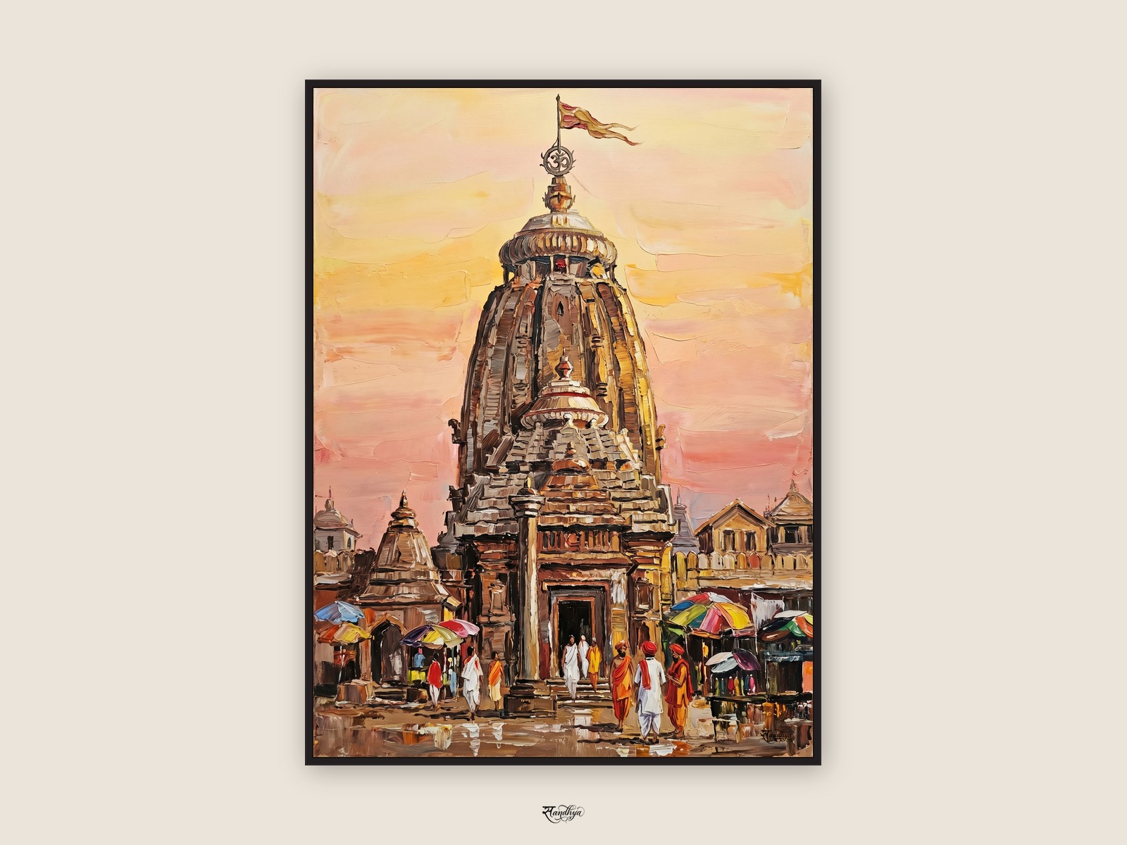 Jagannath Puri, Puri, Odisha &mdash; palette-knife oil on linen by Sandhya Kaushik.