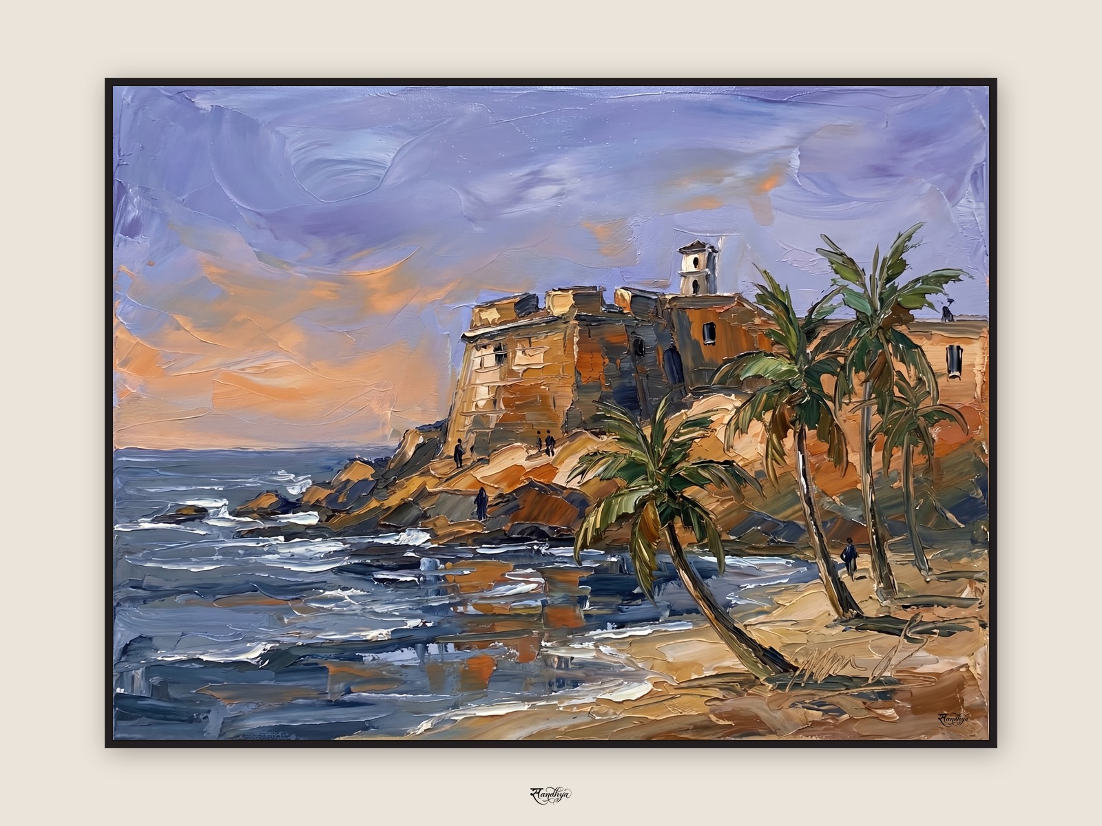 Bekal Fort Kerala, Bekal, Kerala &mdash; palette-knife oil on linen by Sandhya Kaushik.