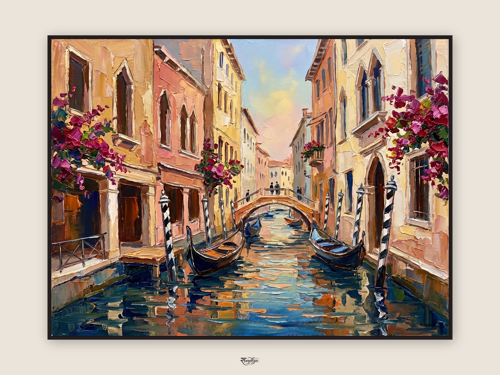 Venice Canals, Venice, Italy &mdash; palette-knife oil on linen by Sandhya Kaushik.