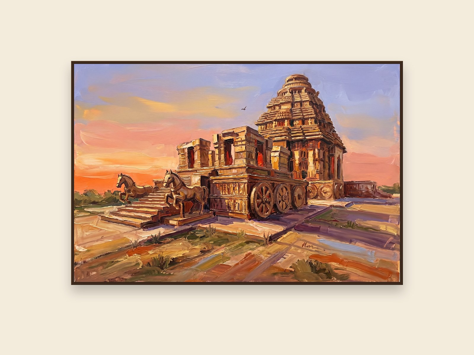 Konark Sun Temple, Konark, Odisha &mdash; palette-knife oil on linen by Sandhya Kaushik.