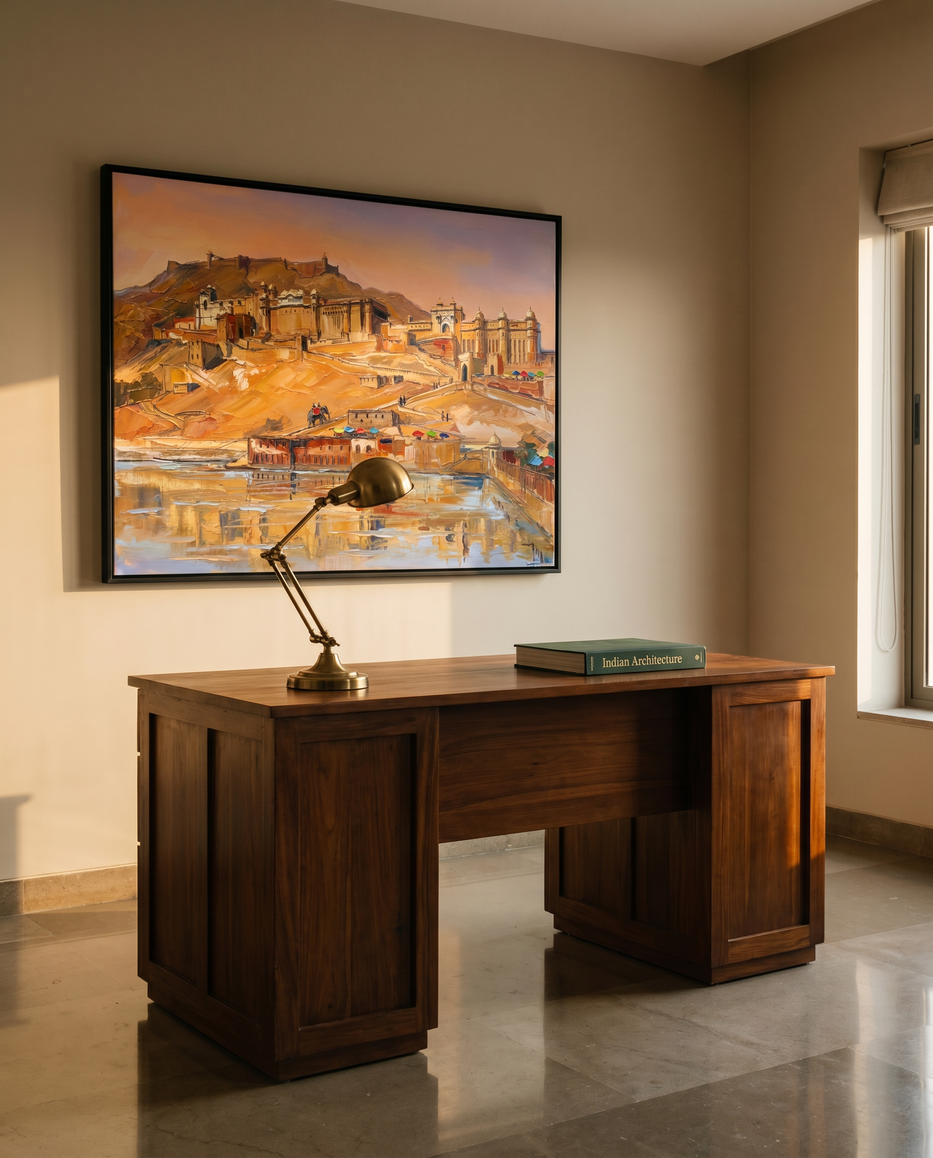 The studio &mdash; sketch and brushwork on a stretched canvas.